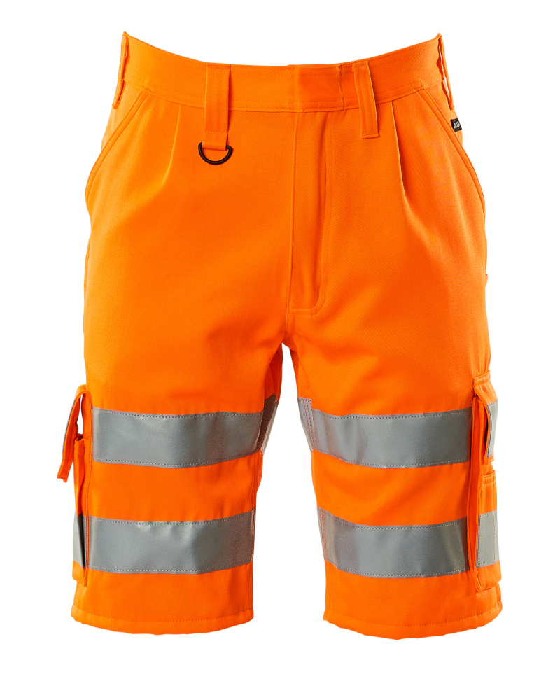 MASCOT® Pisa SAFE CLASSIC Warnschutz-Shorts in fluoreszierendem Orange mit breiten Reflexstreifen, Cargotaschen, D-Ring und verstärkten Nähten für hohe Sichtbarkeit im Arbeitseinsatz