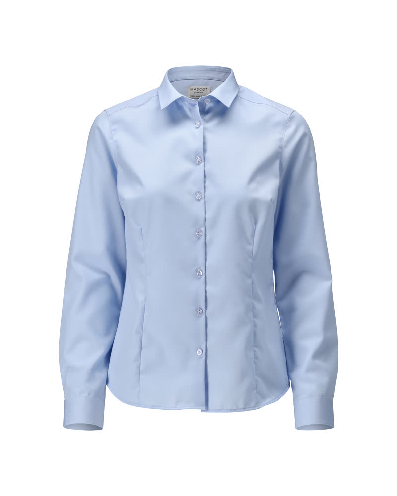 Hellblaues MASCOT® FRONTLINE Hemd Corporate Casual in Damenpassform, Größe 34, mit langen Ärmeln und Knopfleiste, ideal für Business und Corporate Wear
