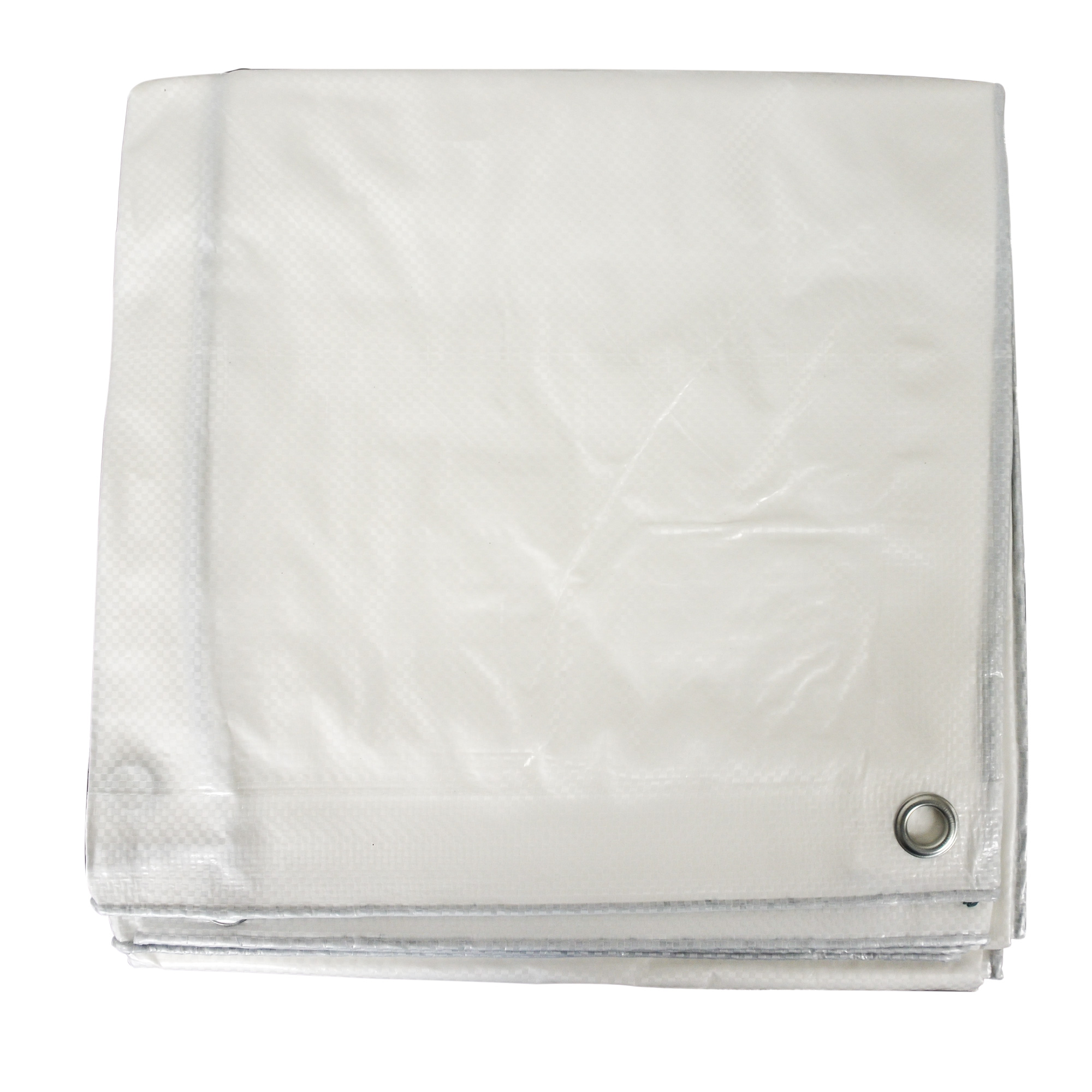 Gefaltete Zero Dust PE-Gewebeplane 2x3 m natur mit Öse