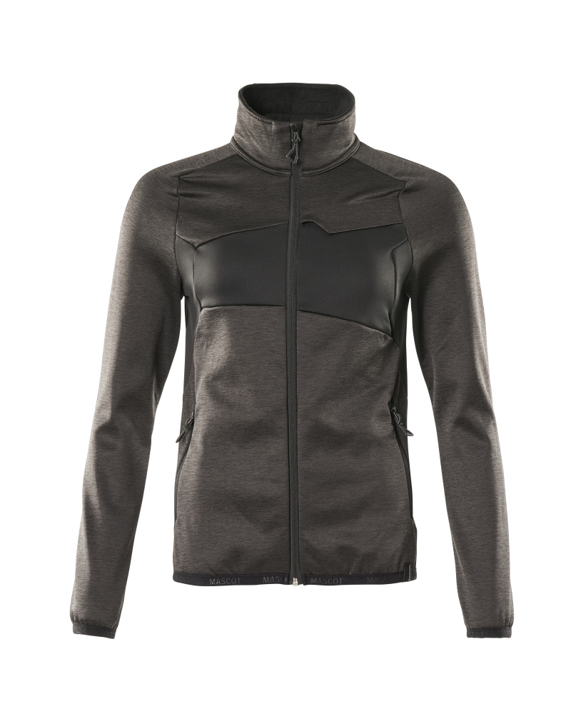 MASCOT® ACCELERATE Fleecejacke für Damen in Dunkelanthrazit/Schwarz, Größe 2XL, funktionelle Arbeitsbekleidung mit hohem Kragen und Frontreißverschluss