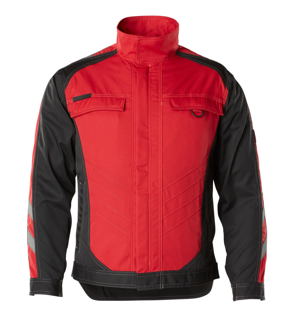 MASCOT® Fulda UNIQUE Arbeitsjacke in Rot/Schwarz, Größe 2XL, robuste Berufskleidung mit Stehkragen und Reflexdetails