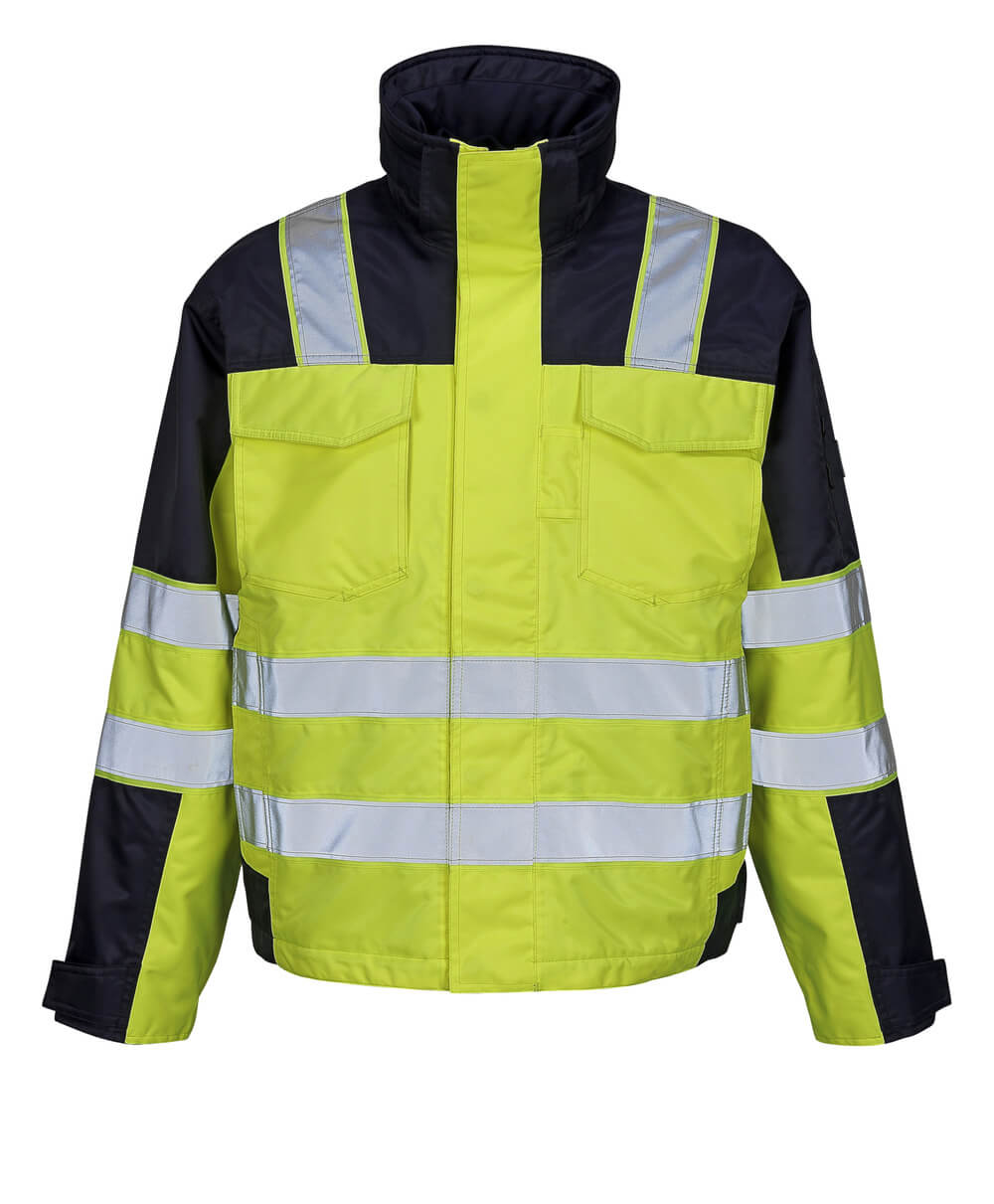 MASCOT® Genova SAFE IMAGE zweifarbige Winterjacke in Hi-Vis Gelb/Marine mit Reflexstreifen, atmungsaktiv, wind- und wasserdicht für Winterwarnschutz