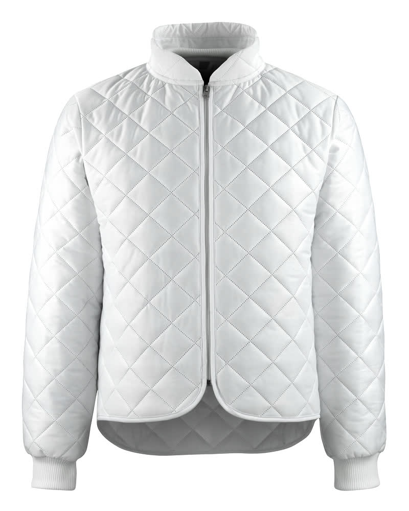 Weiße MASCOT® ORIGINALS Thermojacke 2XL, gesteppte Thermokleidung mit Stehkragen, Reißverschluss, Rippbündchen und verlängertem Rückenteil für hohen Kälteschutz