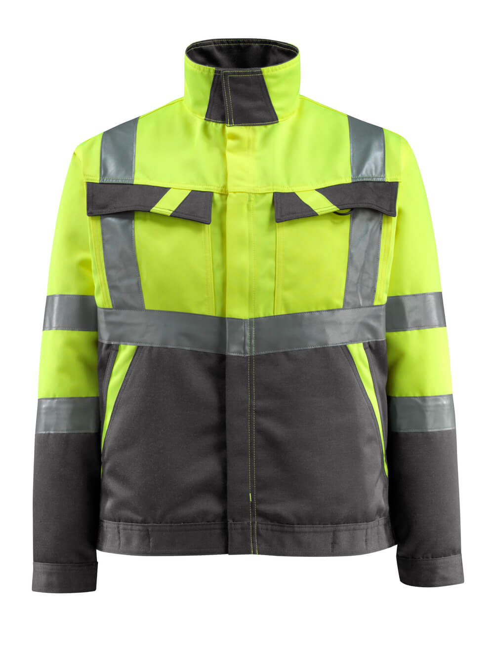 MASCOT® Forster SAFE LIGHT Jacke, zweifarbige Warnschutzjacke mit Reflexstreifen in Hi-vis Orange/Dunkelanthrazit, Größe M, Vorderansicht