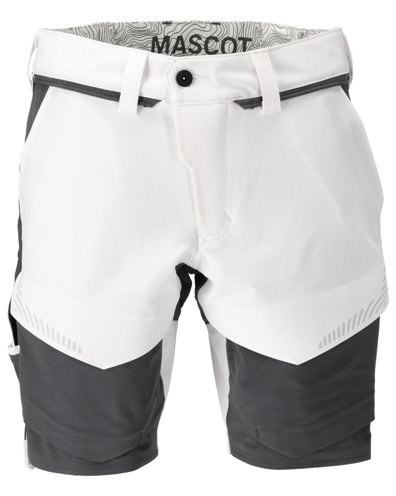 MASCOT® CUSTOMIZED Shorts in Weiß/Anthrazitgrau 24C44, robuste Arbeitsbekleidung mit funktionalem Schnitt für Handwerk und Industrie