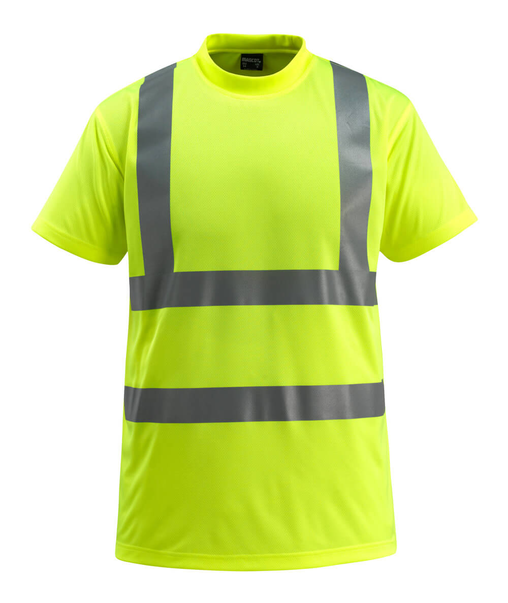 MASCOT® Townsville SAFE LIGHT T-Shirt, zweifarbige Warnschutzbekleidung in Hi-Vis Gelb, Größe 2XL, mit breiten Reflexstreifen vorne