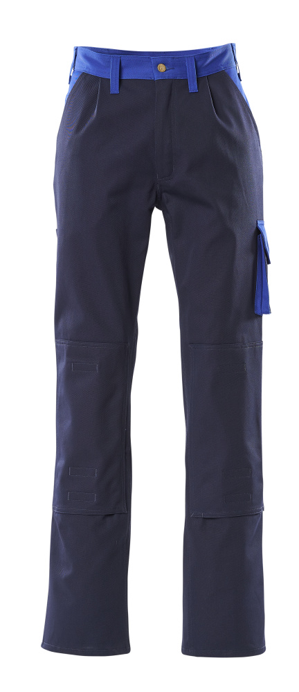 MASCOT® Palermo IMAGE Arbeitsbundhose zweifarbig in Marine/Kornblau mit höhenverstellbaren Knietaschen, Hammerschlaufe und Schenkeltasche mit Patte