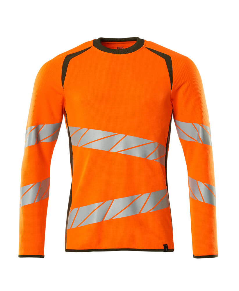 MASCOT® ACCELERATE SAFE Sweatshirt in Hi-Vis Orange/Dunkelanthrazit, Langarm-Sweatshirt mit diagonalen Reflexstreifen für Warnschutz, Größe M
