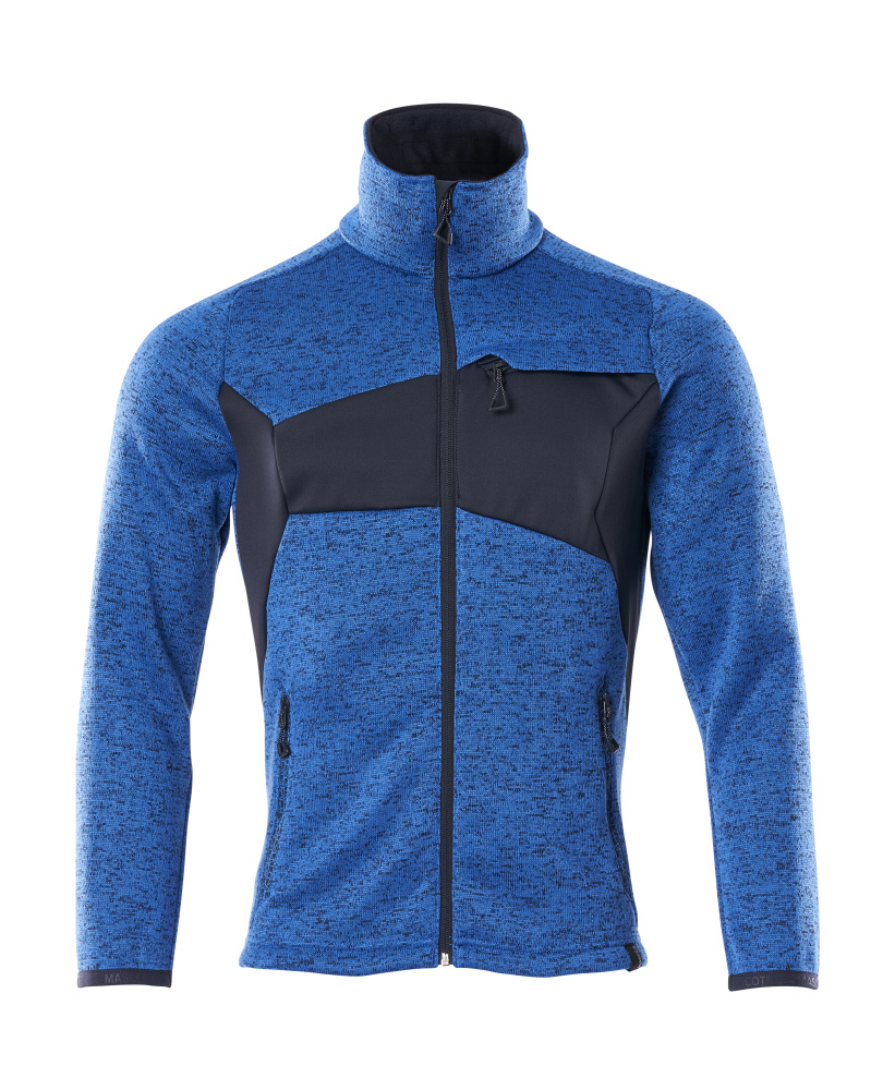MASCOT® ACCELERATE Strickpullover mit Reißverschluss, azurblau/schwarzblau, Größe 2XL, funktionelle Arbeitsbekleidung für Herren