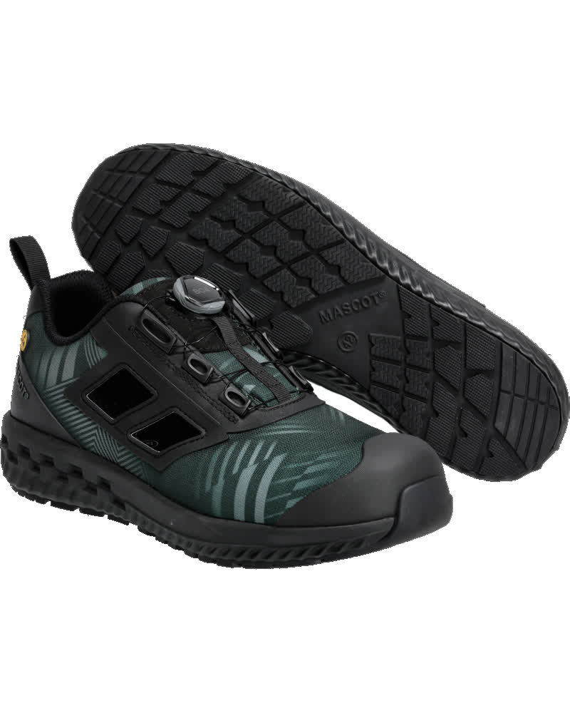 MASCOT® FOOTWEAR CUSTOMIZED Sicherheitssandalen Sicherheitsschuhe in Waldgrün/Schwarz 0836 mit rutschfester Sohle und BOA-Schnellverschluss