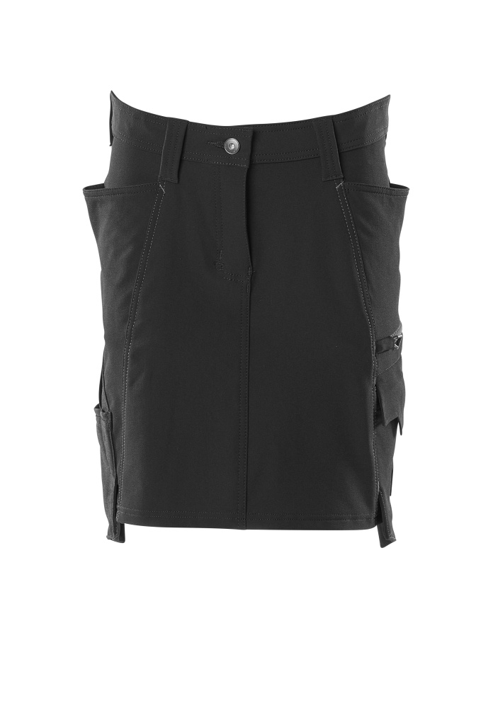 Schwarzer MASCOT® ACCELERATE Arbeitsrock in Damenpassform, Modell C34, mit Gürtelschlaufen und funktionellen Taschen für Handwerker