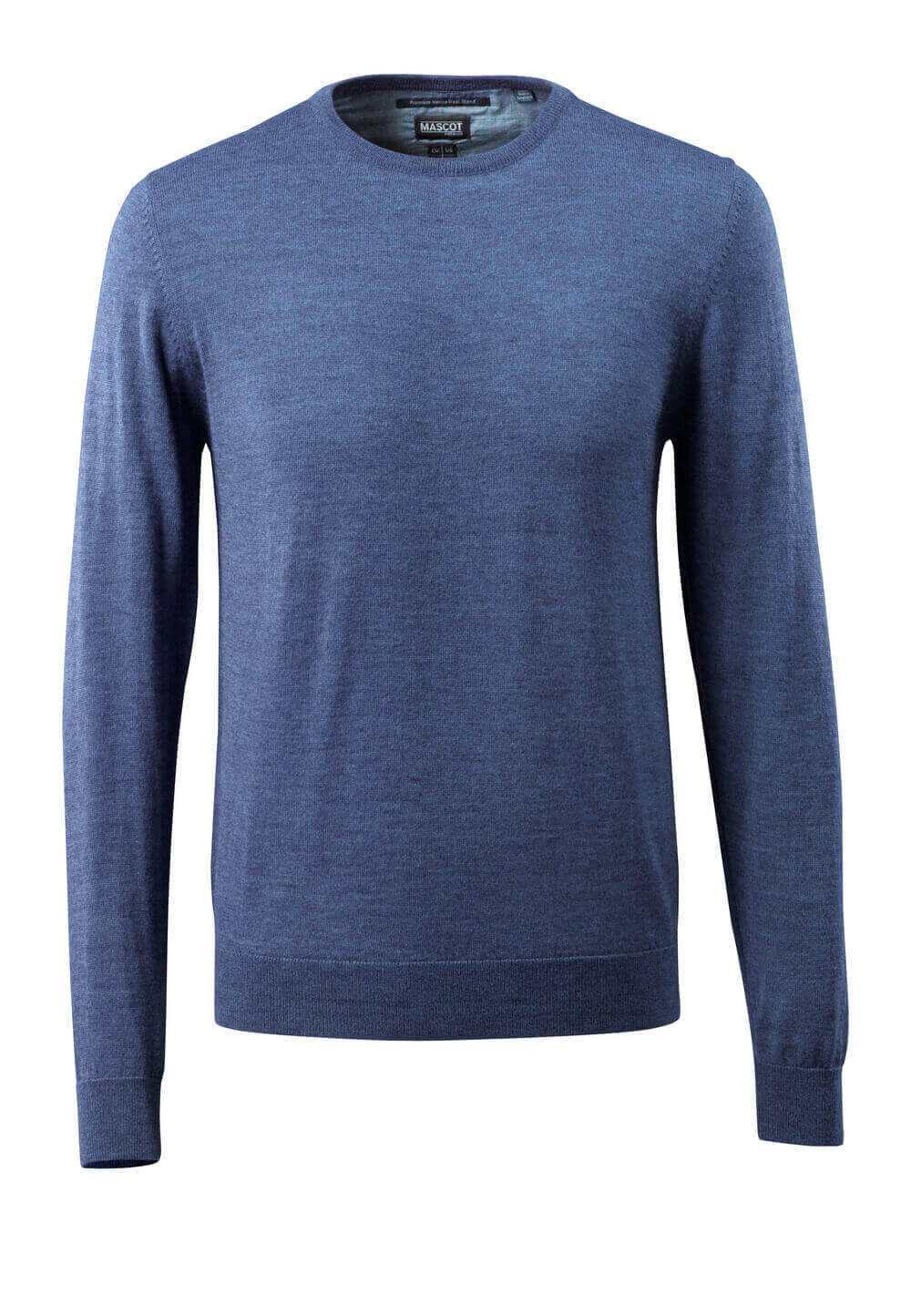 Produktbild des MASCOT® FRONTLINE Strickpullovers in Blau-meliert, Corporate Casual Stil, Größe 2XL mit Rundhalsausschnitt und langen Ärmeln