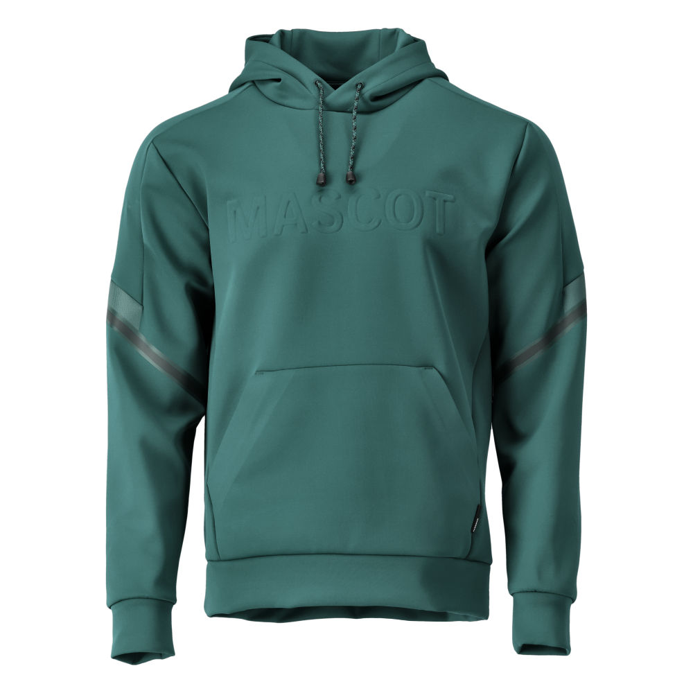 MASCOT® CUSTOMIZED Fleece Kapuzensweatshirt in Waldgrün, Größe 2XL, robuste Arbeitsbekleidung mit Kapuze und Kängurutasche