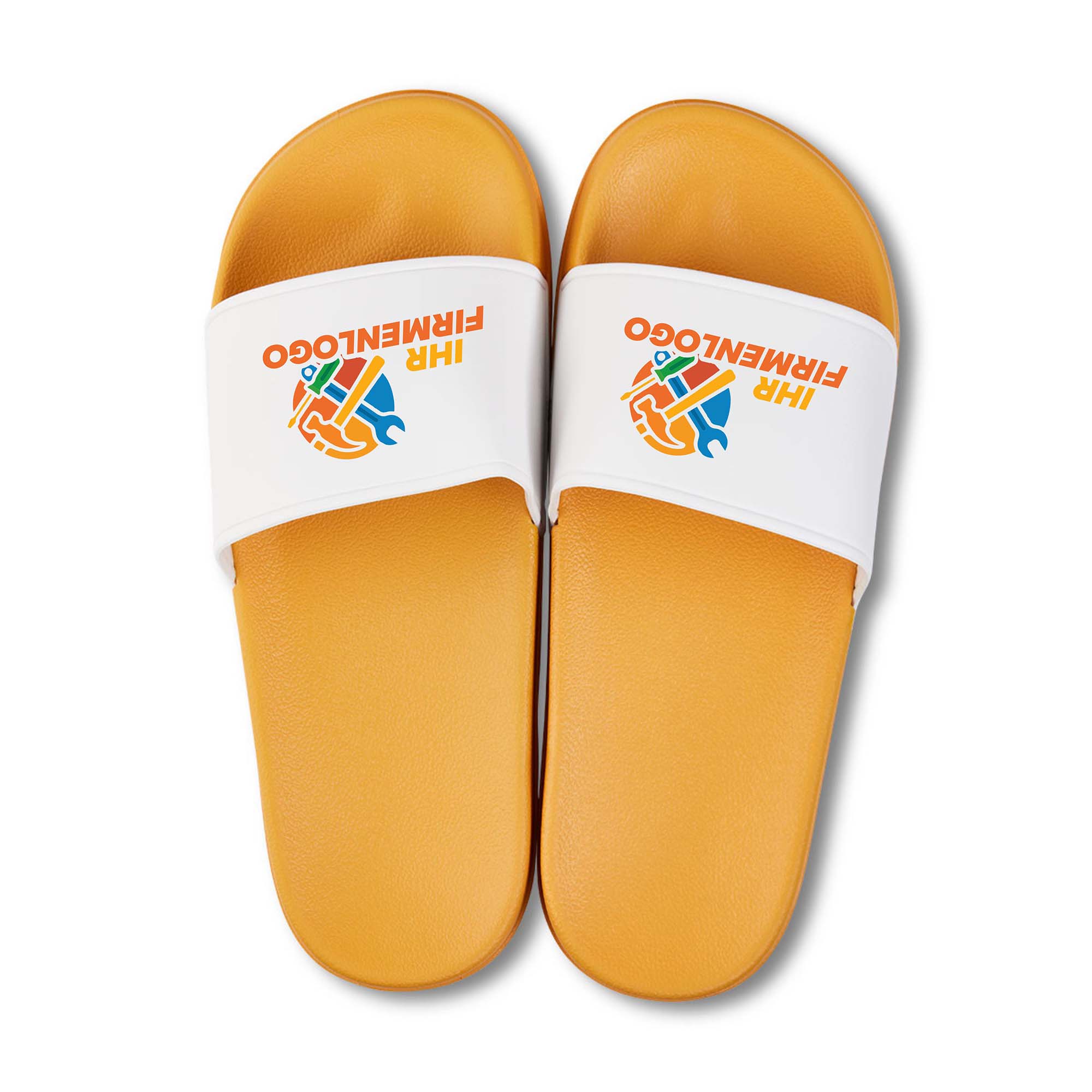 Gelbe Badeschlappen mit weißer Logolasche von Zero Dust