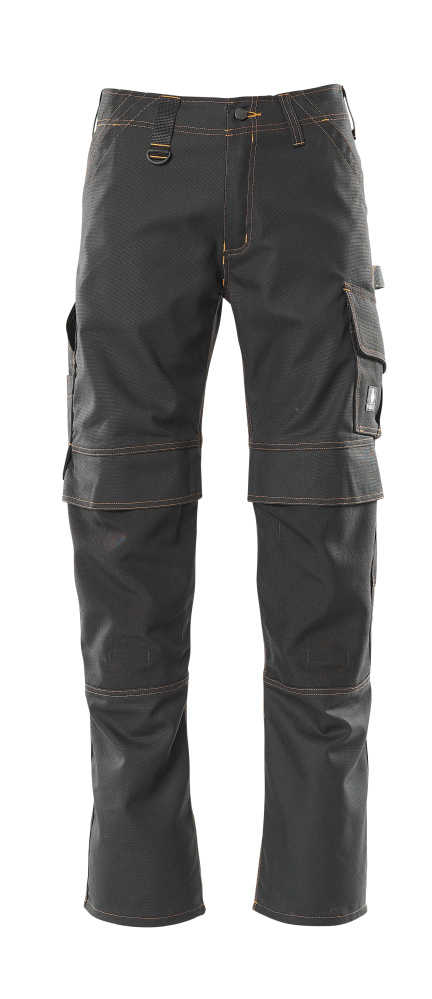 MASCOT® Calvos YOUNG Arbeitshose mit Knietaschen, ergonomischem Bein-Schnitt, verstärkten Dreifachnähten und vielen Funktionstaschen in Schwarz