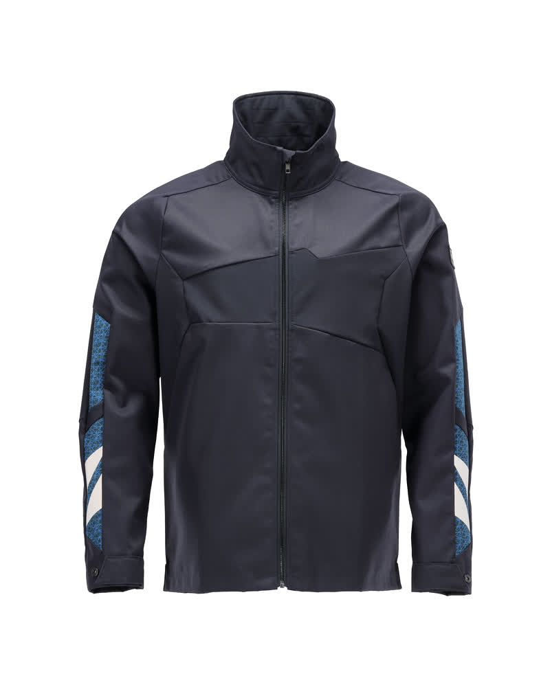 MASCOT® ACCELERATE Arbeitsjacke in Schwarzblau, vorne mit Metallreißverschluss, Stretchzonen, Reflex-Details und verstellbaren Ärmelbündchen