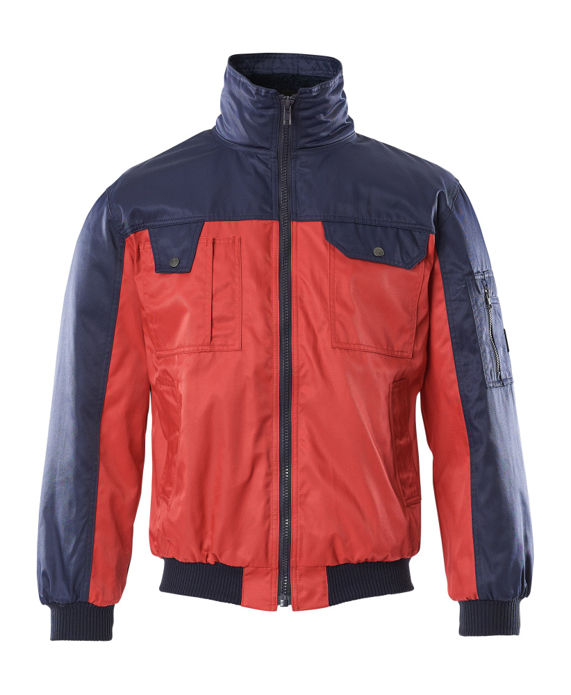 MASCOT® Bolzano IMAGE Pilotjacke in Rot/Marine, Größe 2XL – zweifarbige, gefütterte Winter-Arbeitsjacke mit Reißverschluss, Brusttaschen und Strickbündchen