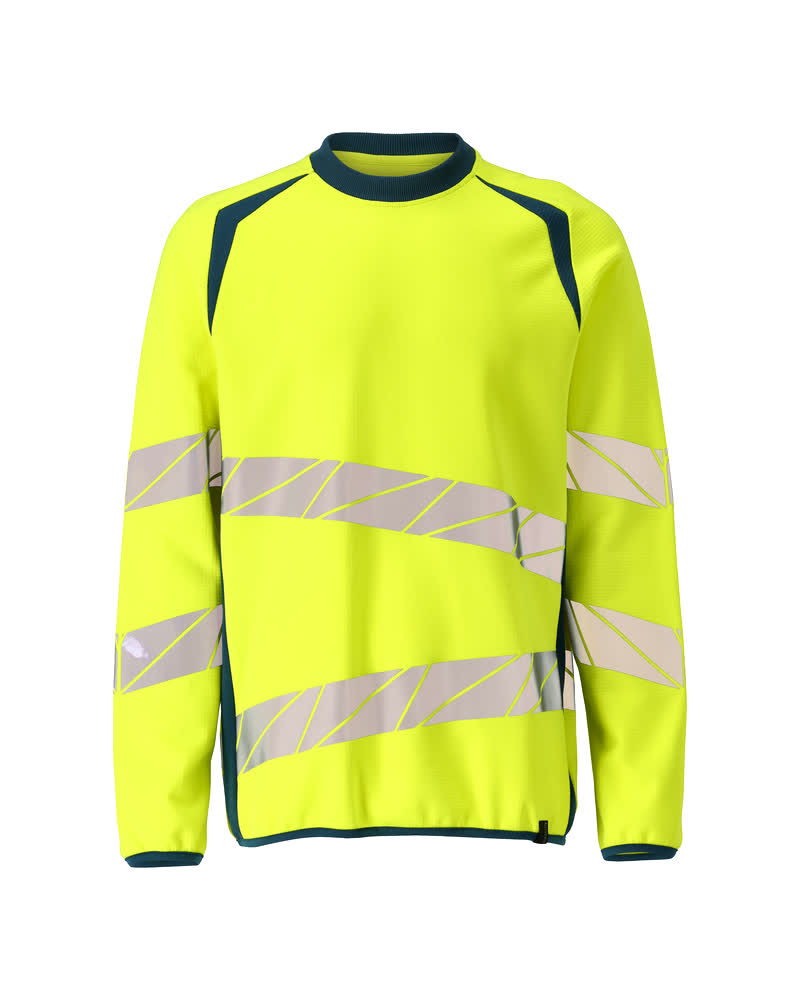 MASCOT® ACCELERATE SAFE Sweatshirt, zweifarbige Warnschutzbekleidung in Hi-vis Orange/Dunkelpetroleum mit Reflexstreifen, Größe 2XLONE, Vorderansicht