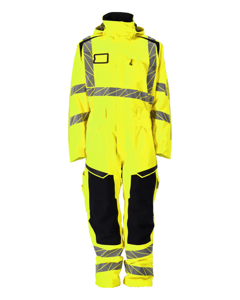 MASCOT® ACCELERATE SAFE Winteroverall in Hi-Vis Gelb/Schwarz, Größe 2XL, zweifarbige Winterwarnschutzbekleidung mit Reflexstreifen für hohe Sichtbarkeit
