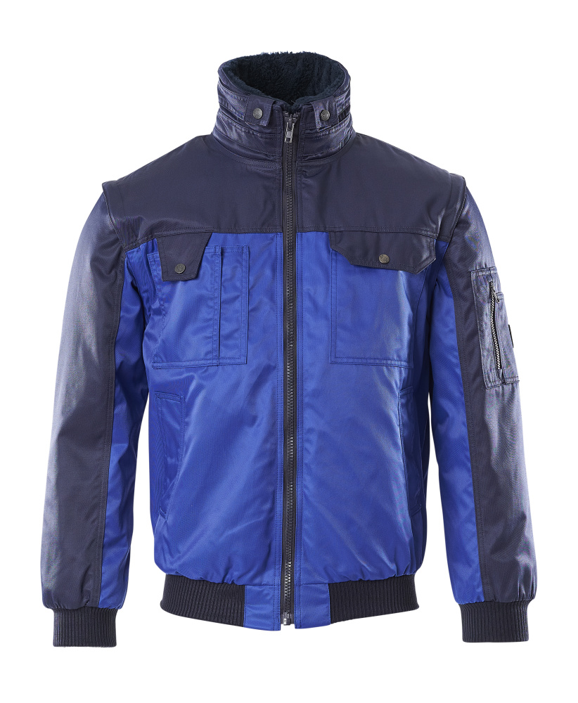Zweifarbige MASCOT® Livigno IMAGE Pilotjacke in Kornblau/Marine, wasserabweisend mit Kunstpelzfutter, abnehmbarem Kragen und Ärmeln, Reißverschluss und vielen Taschen