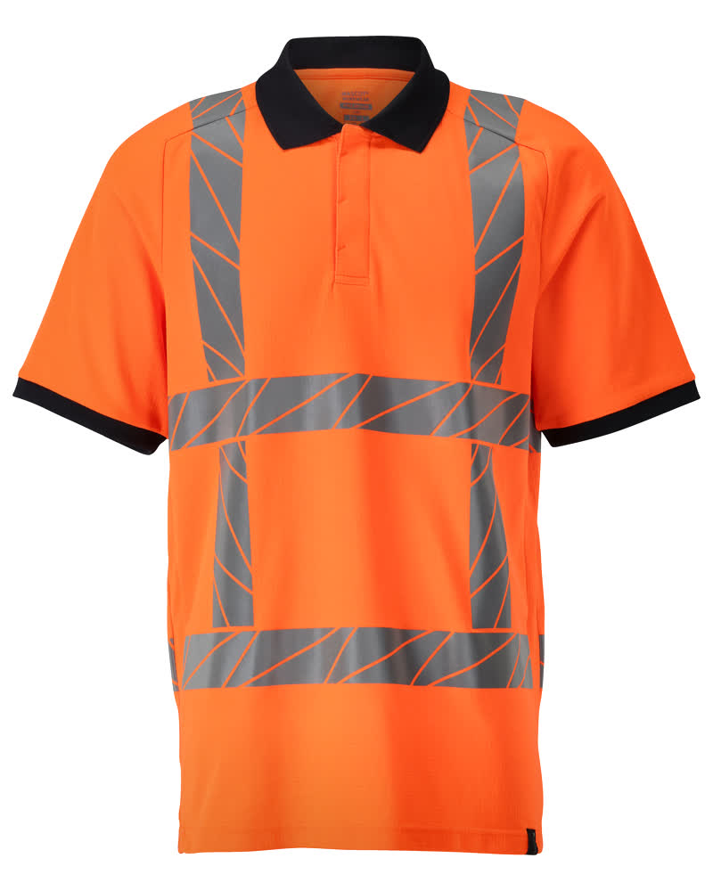 MASCOT® ACCELERATE SAFE Polo-Shirt in fluoreszierendem Orange, Größe 2XL, mit elastischem Reflexband, moderner Passform und strapazierfähigem Polyester-Baumwoll-Material für Warnschutz im Arbeitsalltag