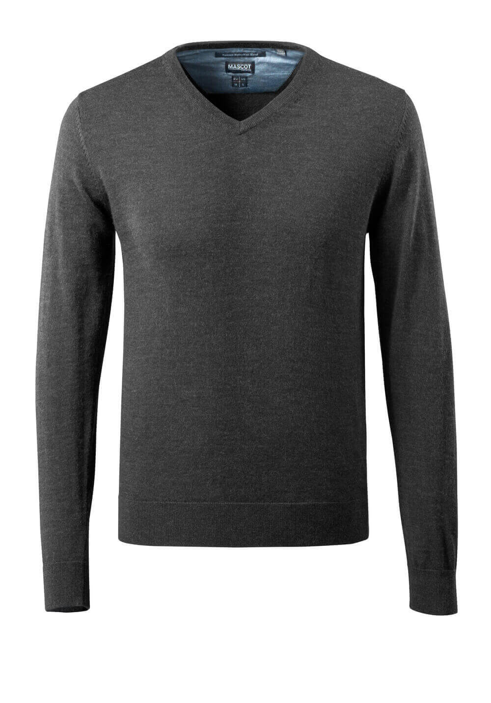 MASCOT® FRONTLINE Strickpullover Corporate Casual in Dunkelanthrazit/Hellgrau-meliert, Größe 2XL, Herren-Pullover mit V-Ausschnitt und langen Ärmeln