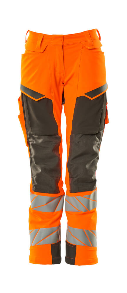 MASCOT® ACCELERATE SAFE Damen-Warnschutzhose mit Knietaschen, zweifarbig in Hi-vis Gelb/Dunkelpetroleum mit Reflexstreifen, Modell 76C34