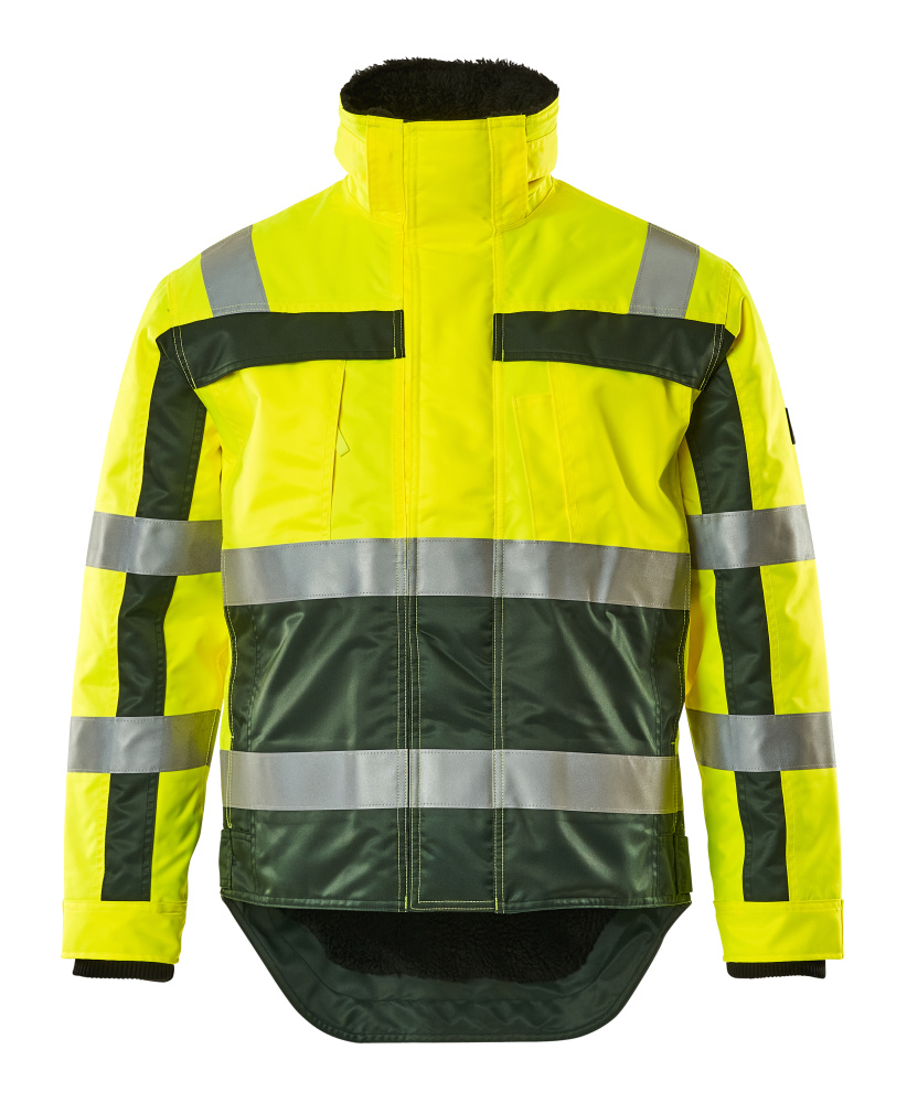 MASCOT® Teresina SAFE COMPETE Winterjacke, zweifarbige Winterwarnschutzjacke hi-vis Gelb/Marine in Größe 3XL mit reflektierenden Streifen für hohe Sichtbarkeit im Arbeitsalltag