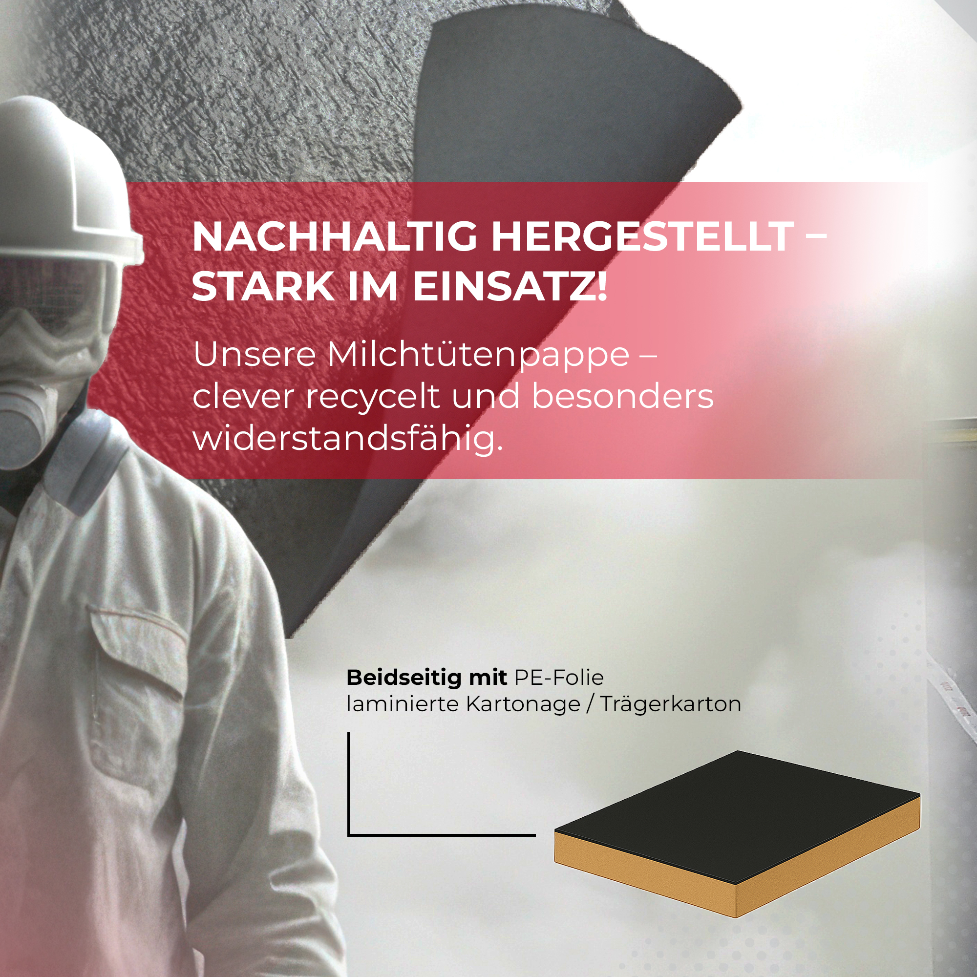 Zero Dust Abdeckpappe Milchtütenpapier grau PE-beschichtet 1