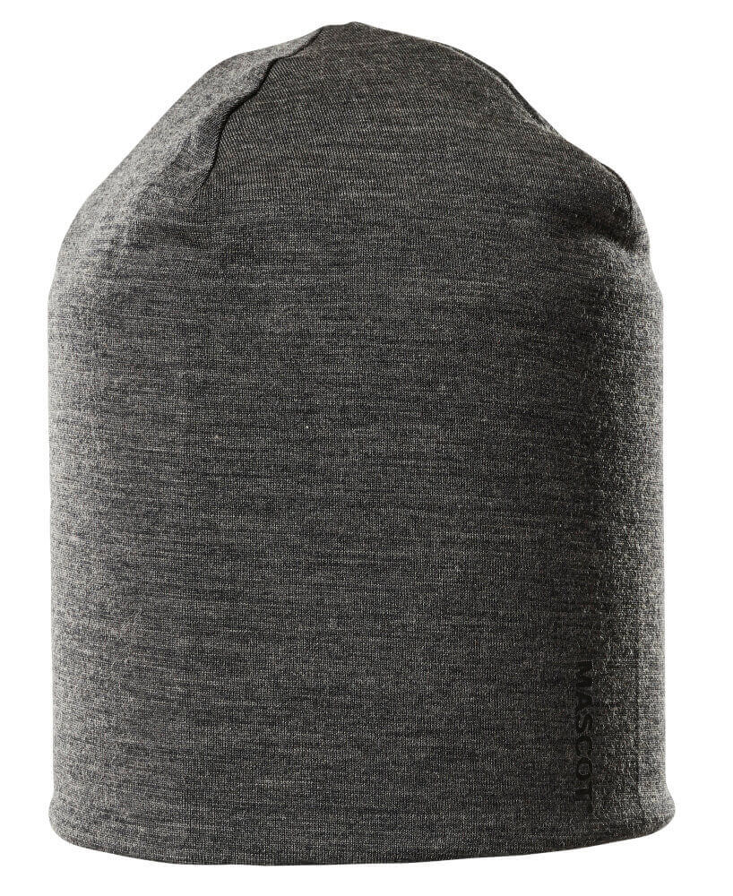 MASCOT® COMPLETE Mütze in Dunkelanthrazit meliert, elastische Beanie aus Stretchstoff mit Wolle, isolierend und feuchtigkeitsableitend für Handwerk und Industrie
