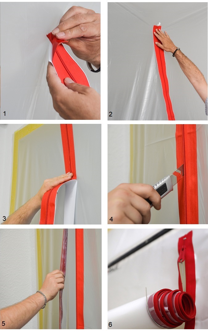 Montage Multi-Staubschutztür breiter Durchgang mit 2 Reißver