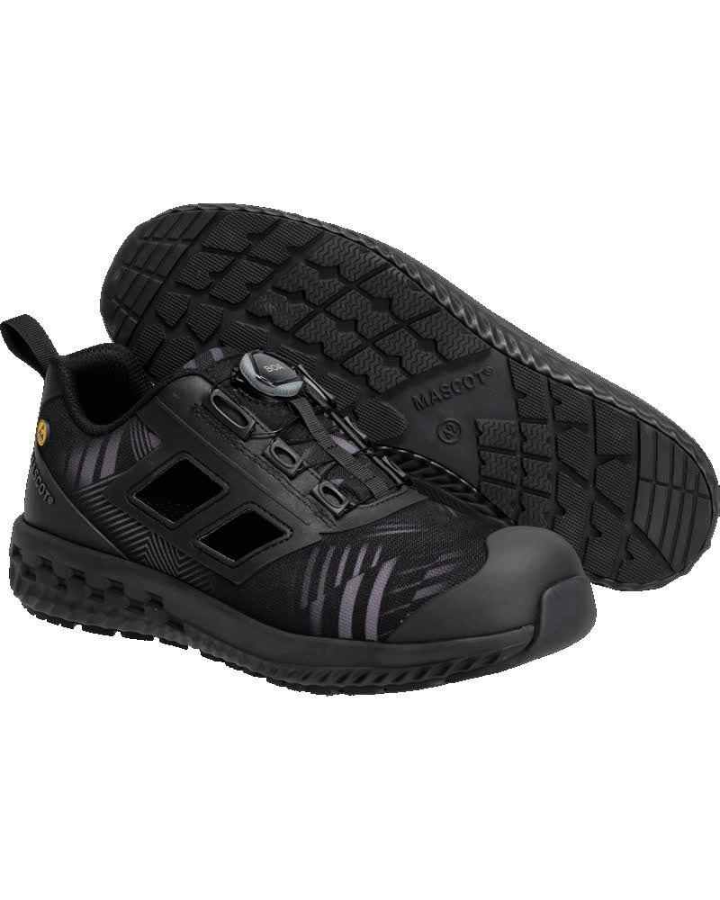 MASCOT® FOOTWEAR CUSTOMIZED Sicherheitssandalen, Sicherheitsschuhe Waldgrün/Schwarz 1046 mit Zehenschutz und rutschfester Sohle, Seiten- und Sohlansicht