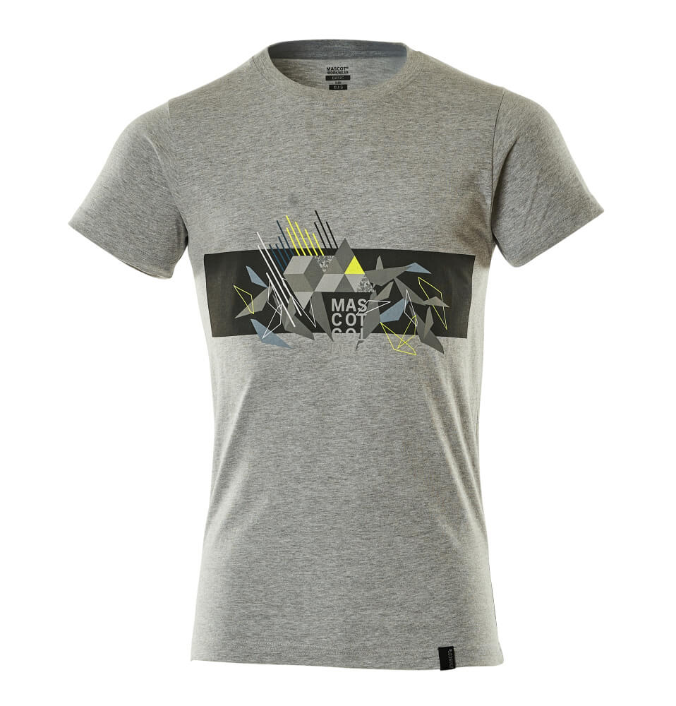 MASCOT® ACCELERATE SAFE T-Shirt in Grau-meliert mit gelben Hi-vis Details, zweifarbige Warnschutzbekleidung, Größe 2XL