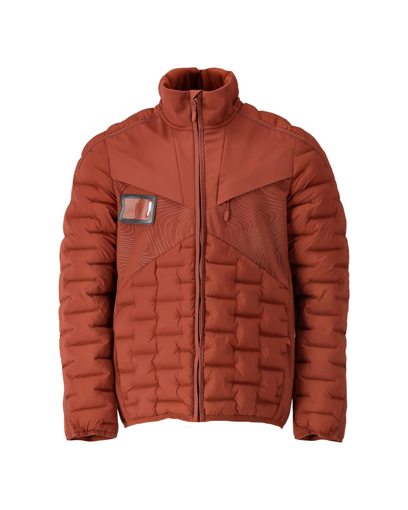 MASCOT® CUSTOMIZED Jacke in Bordeaux, gesteppte Winterjacke mit hohem Kragen, Reißverschluss und Ausweishalter, Größe XL für warme Arbeitskleidung