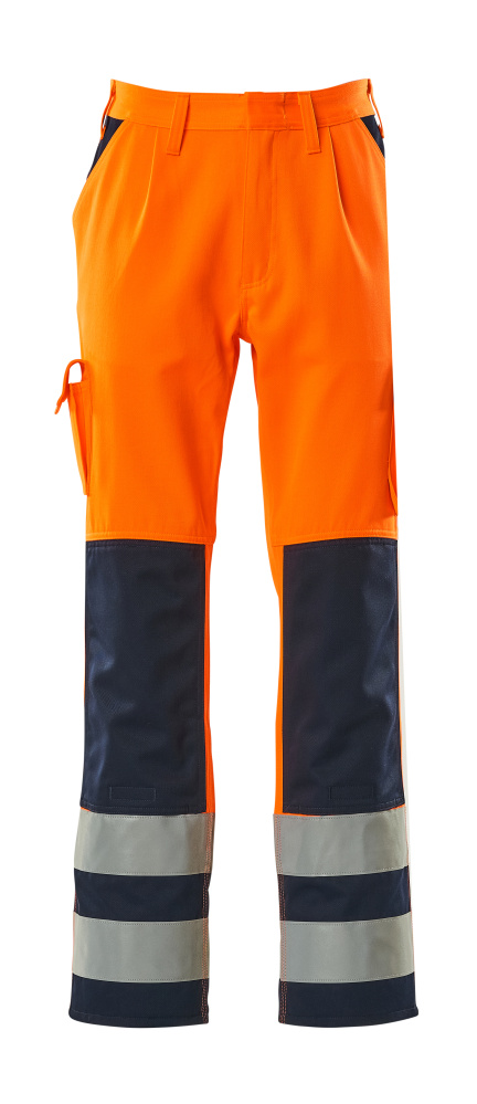 MASCOT® Olinda SAFE COMPETE Warnschutzhose mit Knietaschen, zweifarbig Hi-vis Orange/Grün 90C58, Arbeitshose mit Reflexstreifen