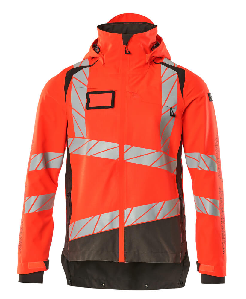 MASCOT® ACCELERATE SAFE Hardshelljacke in Hi-vis Rot/Dunkelanthrazit, Größe 2XL, zweifarbige Winterwarnschutzjacke mit reflektierenden Streifen für hohe Sichtbarkeit