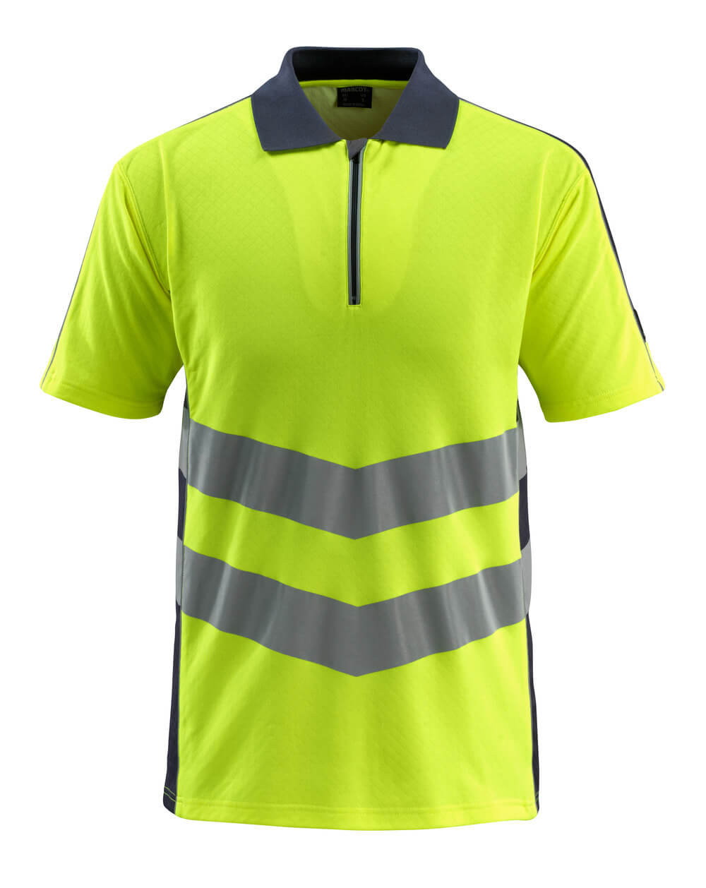 MASCOT® Murton SAFE SUPREME Polo-Shirt, zweifarbige Warnschutzbekleidung in Hi-Vis Gelb/Schwarzblau mit reflektierenden Streifen, Größe 2XL