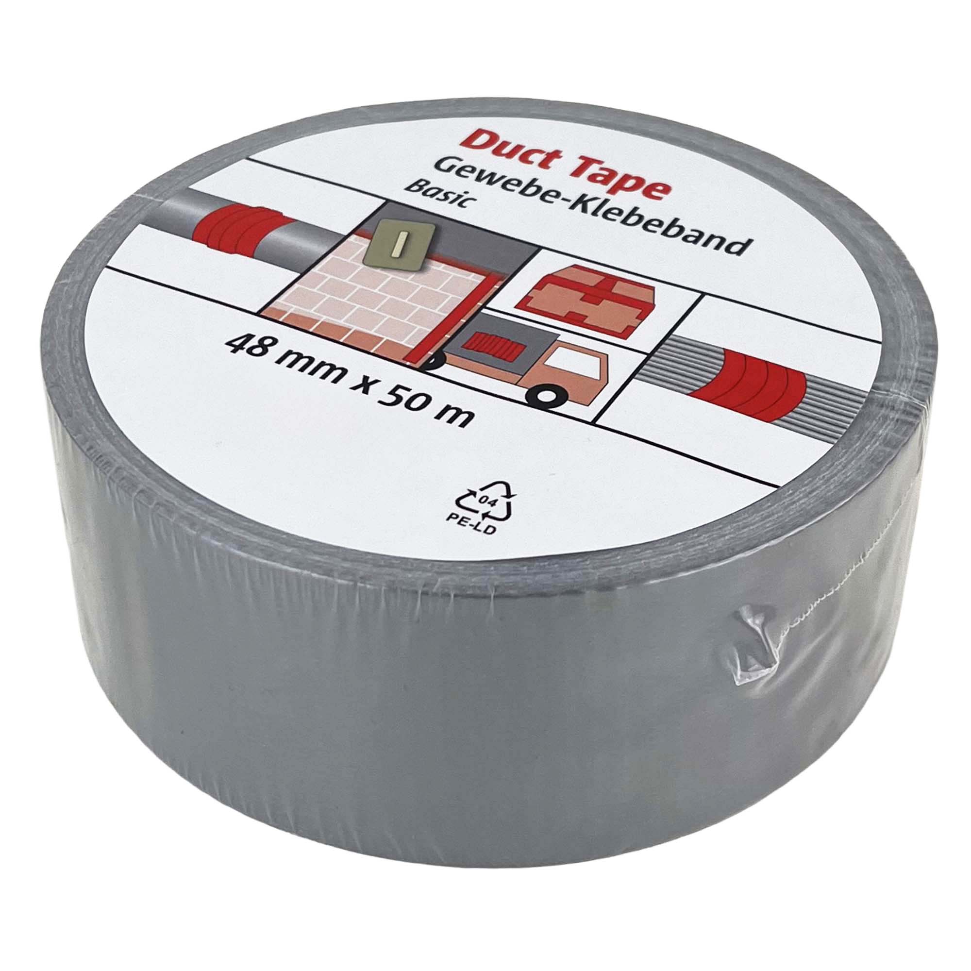 Rolle Zero Dust Duct Tape Gewebe-Klebeband, grau, PE-beschichtet, 48 mm x 50 m, reißfestes und wasserabweisendes Klebeband für Abdichten, Fixieren und Reparieren