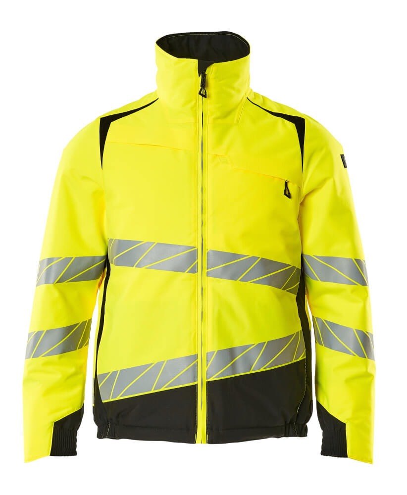 MASCOT® ACCELERATE SAFE Winterjacke in Hi-vis Gelb/Schwarz, Größe 2XL, zweifarbige Winterwarnschutzjacke mit Reflexstreifen für hohe Sichtbarkeit