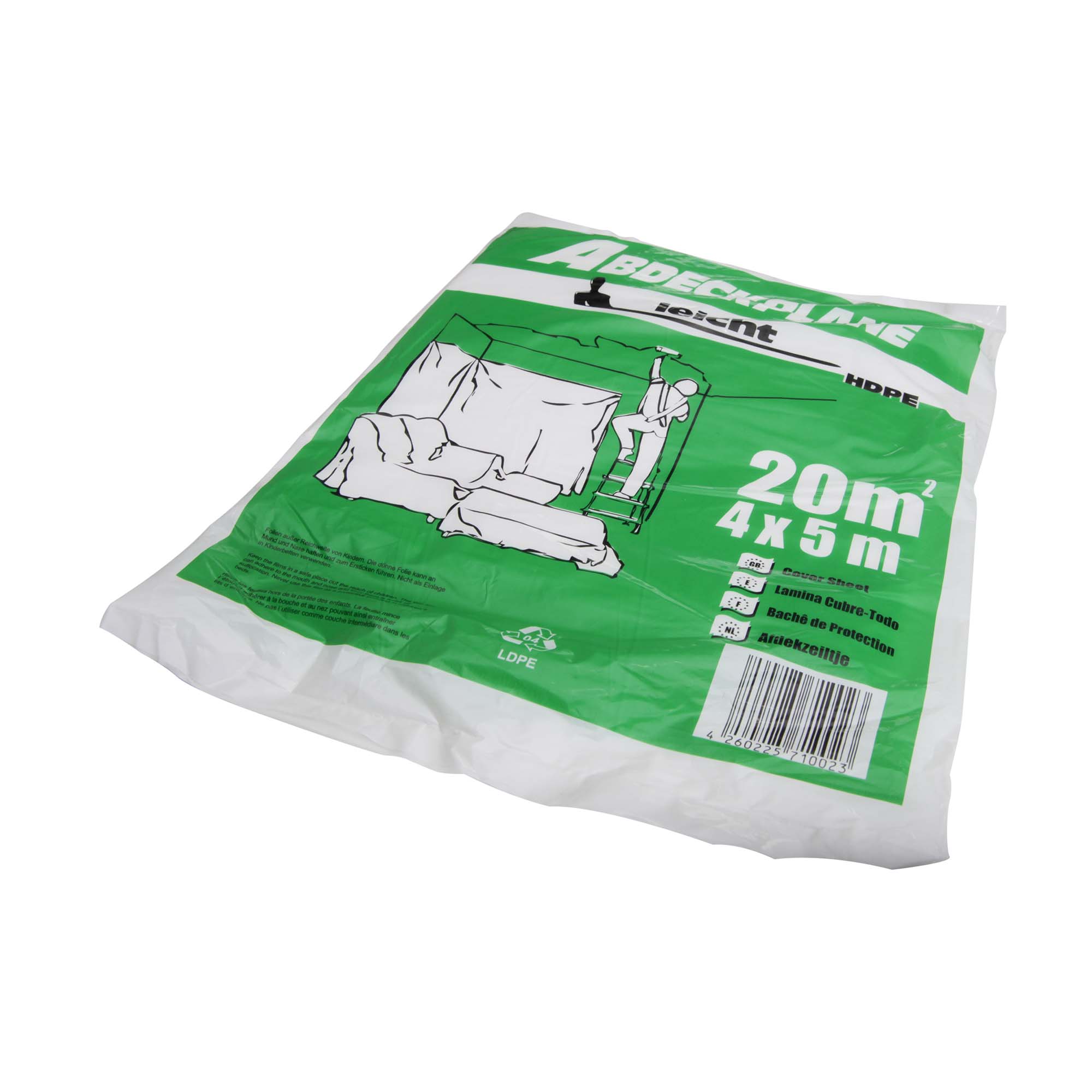 Zero Dust transparente Abdeckplane HDPE 7 my leicht 4x5 m 20