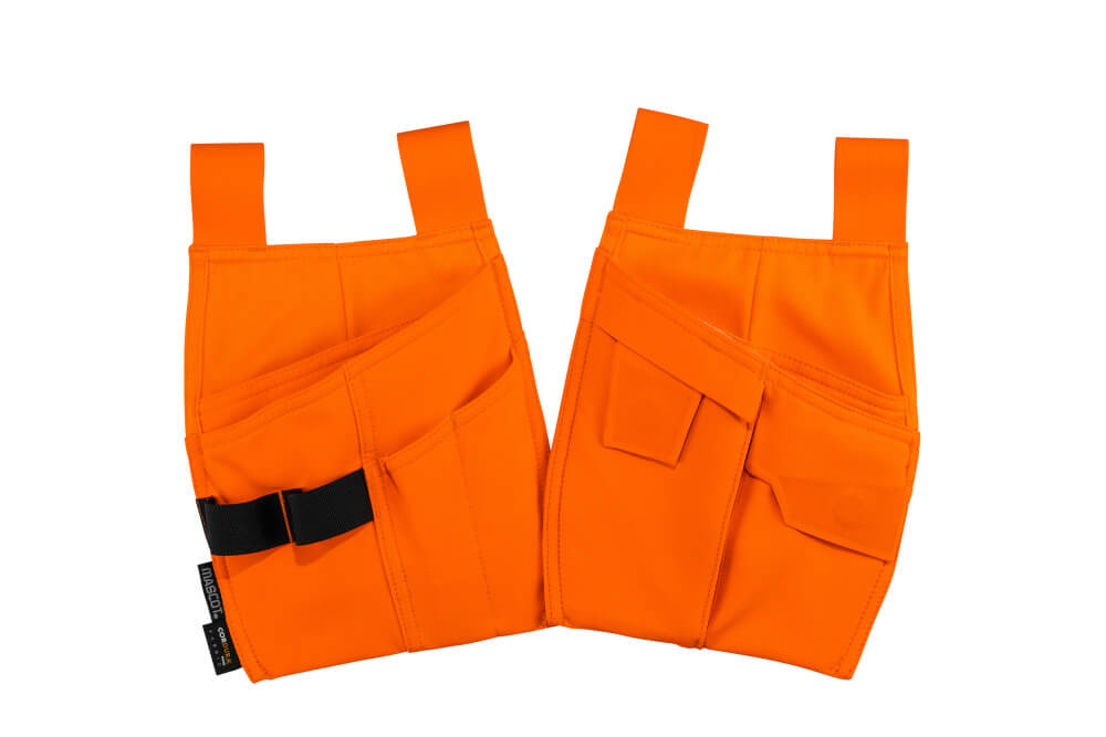 MASCOT® COMPLETE Hängetaschen in Hi-Vis Orange, robuste Werkzeugtaschen aus leichtem Stretchgewebe mit Kevlar® und CORDURA®-Verstärkungen zur Gürtelbefestigung
