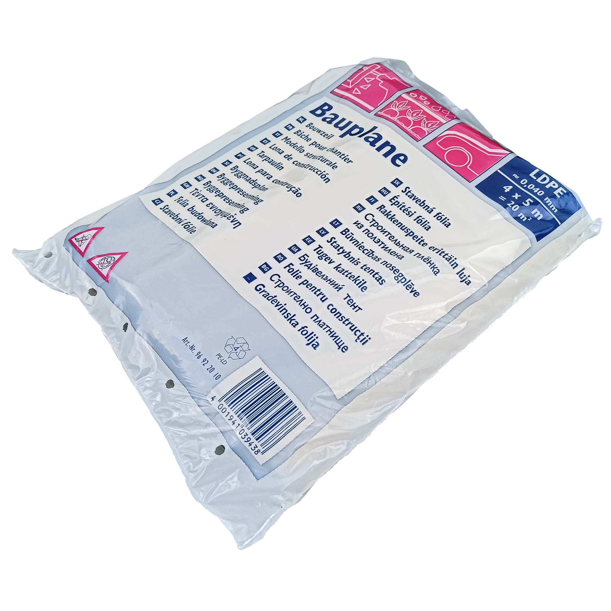 Abdeckplane LDPE Extra stark 4 x 5 m 40 my transluzent