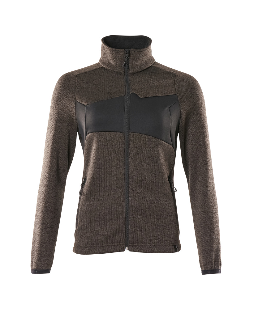 MASCOT® ACCELERATE Strickpullover mit Reißverschluss, Damenpassform, Dunkelanthrazit/Schwarz, Größe 2XL, funktioneller Arbeits-Pullover mit hohen Kragen und Reißverschlusstaschen