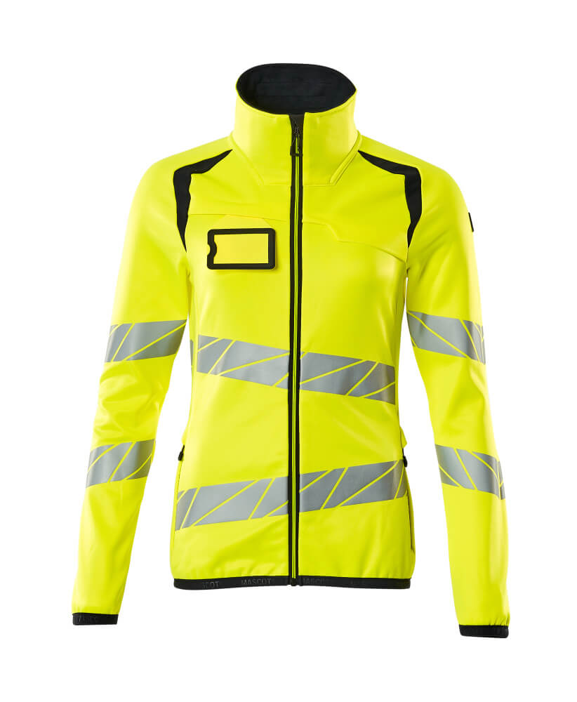 MASCOT® ACCELERATE SAFE Fleecejacke für Damen in Warnschutz-Ausführung, zweifarbig Hi-vis mit Reflexstreifen, Größe M, Arbeitsjacke für hohe Sichtbarkeit