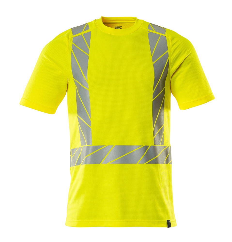 MASCOT® ACCELERATE SAFE T-Shirt in Hi-Vis Gelb, Größe 2XL, einfarbige Warnschutzbekleidung mit reflektierenden Streifen für hohe Sichtbarkeit