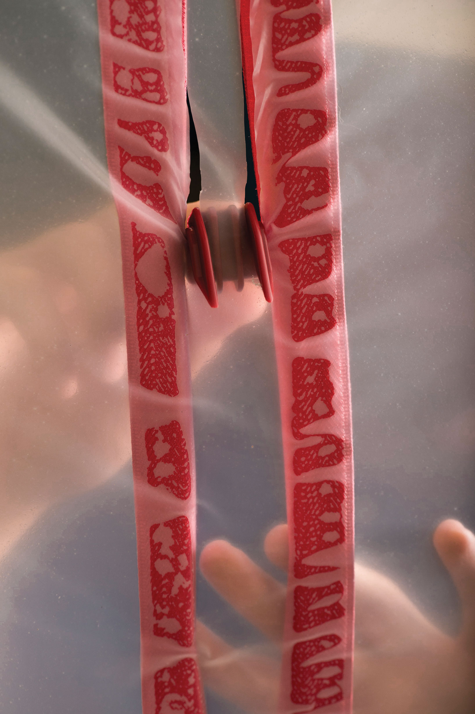 ZipWall selbstklebender Reißverschluss rot an Staubschutzwan