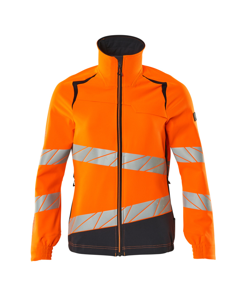 MASCOT® ACCELERATE SAFE Jacke für Damen, zweifarbige Warnschutzjacke in Hi-vis Rot/Schwarzblau mit Reflexstreifen und durchgehendem Reißverschluss