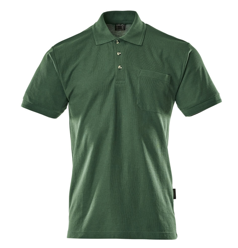 Grünes MASCOT® Borneo CROSSOVER Polo-Shirt mit kurzer Knopfleiste und Brusttasche, Arbeitsbekleidung in Größe 2XL
