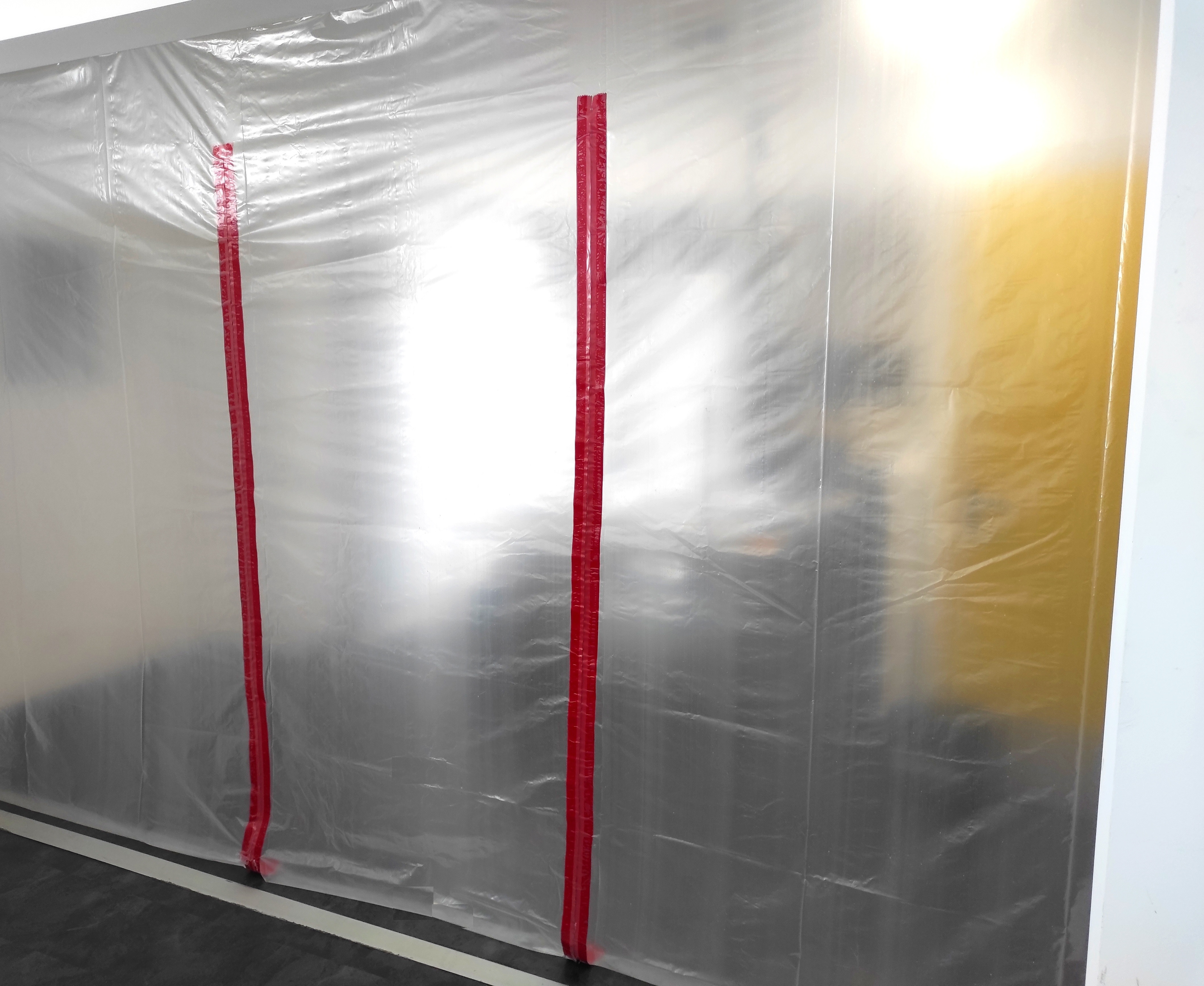 Multi-Staubschutztür breiter Durchgang 4x2,5m mit 2 Reißvers