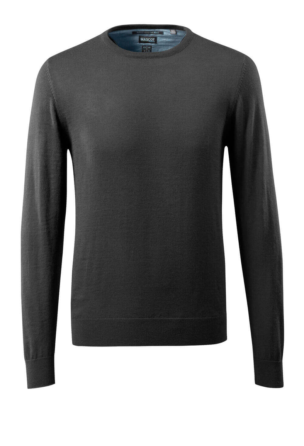 Schwarzer MASCOT® FRONTLINE Strickpullover Corporate Casual in Größe 2XL mit langen Ärmeln und Rundhalsausschnitt, frontal dargestellt